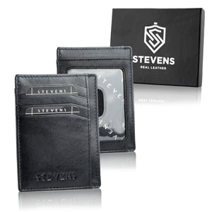 Plonas odinis kortelių dėklas STEVENS, juodas D40039