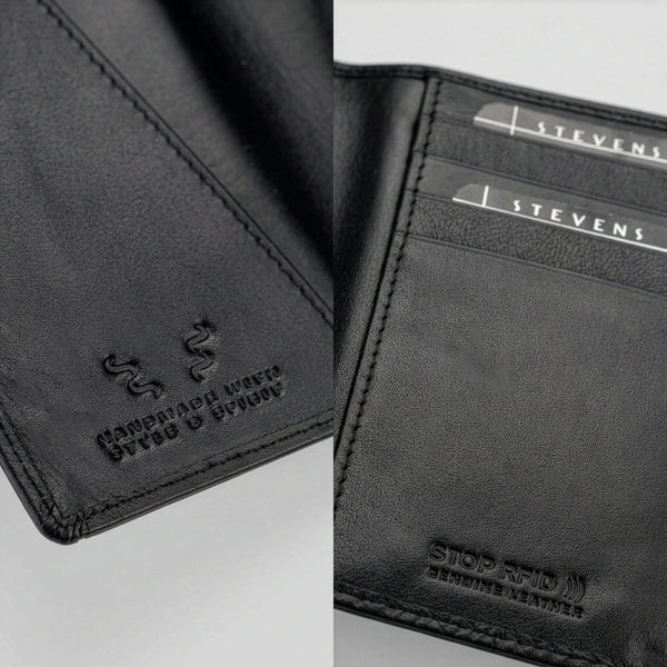 Odinis paso ir dokumentų dėklas su RFID STEVENS, juodas D40041