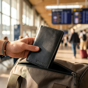 Odinis paso ir dokumentų dėklas su RFID STEVENS, juodas D40041