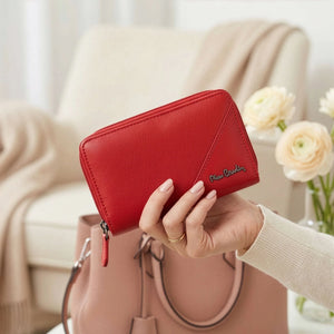 Talpi moteriška odinė piniginė su RFID Pierre Cardin, raudona D40325