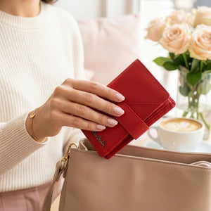 Moteriška odinė piniginė su RFID apsauga Pierre Cardin, raudona D40327