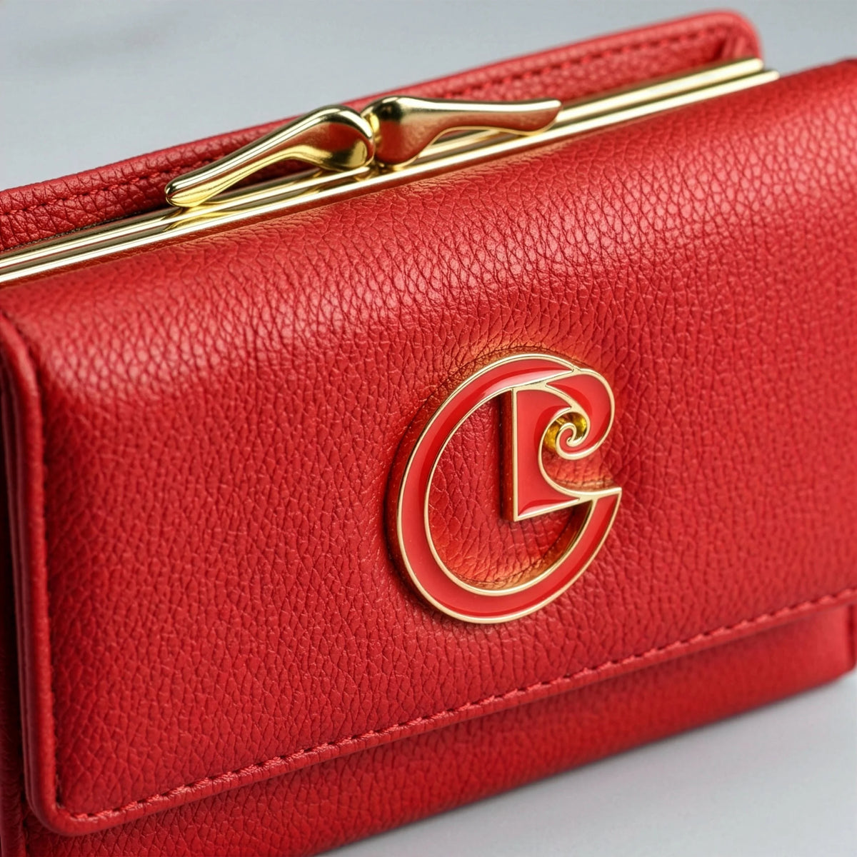 Vidutinė moteriška dirbtinės odos piniginė Pierre Cardin, raudona, su užsegimu D40333