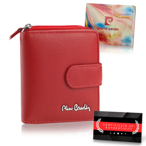 Moteriška odinė piniginė su RFID Pierre Cardin, raudona D40336