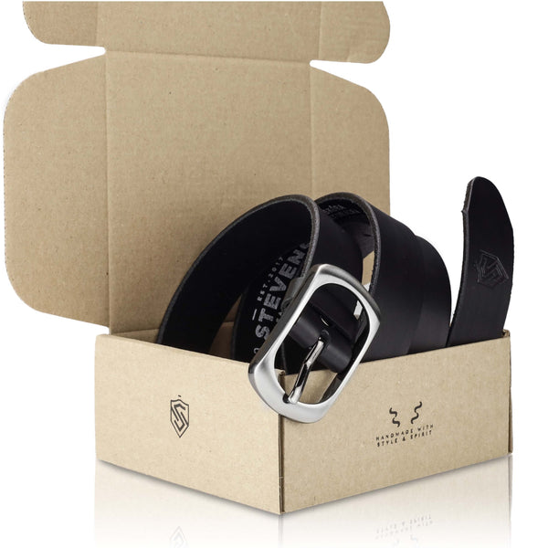 Diržas moterims iš natūralios odos Stevens, juodas