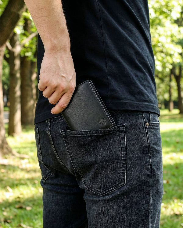 Vyriška piniginė STEVENS juodos klasikinės odos S88