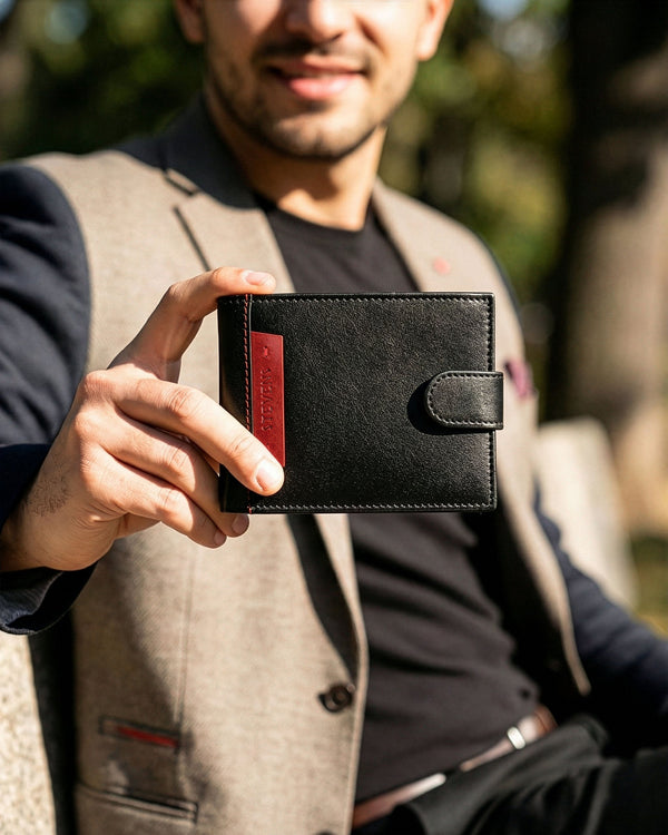 Vyriška natūralios odos piniginė Stevens Z05-325A, juoda N391