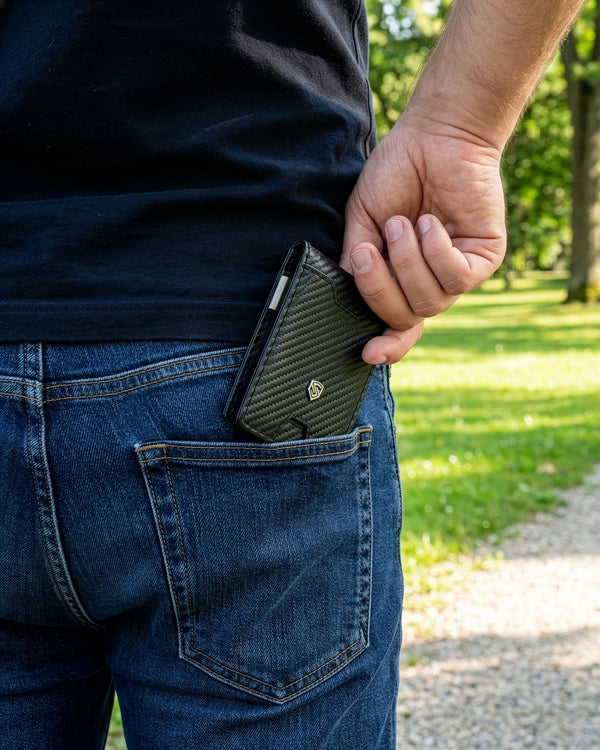 Vyriška plona piniginė, kortelių dėklas su RFID F02 carbon S19