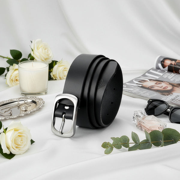 Diržas moterims iš natūralios odos Stevens, juodas