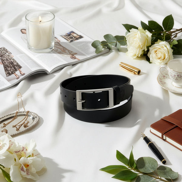 Diržas moterims iš natūralios odos Stevens, juodas