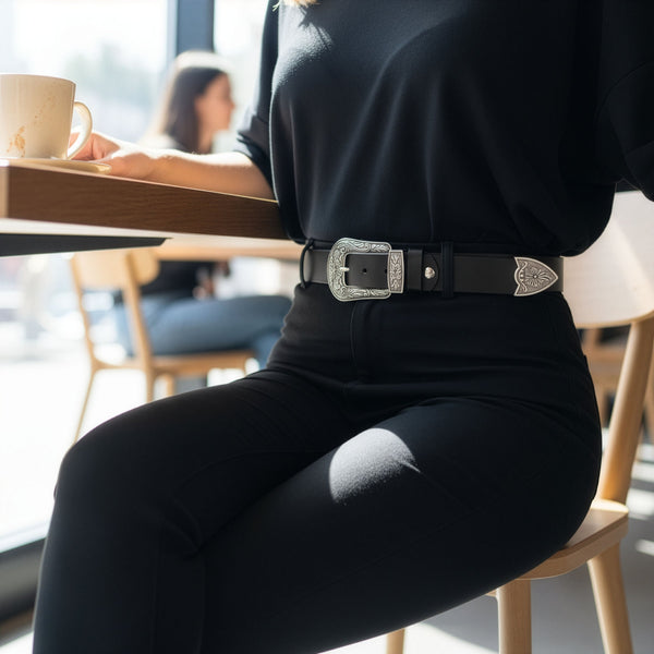 Odinis diržas moterims Stevens Retro Vintage, juodas