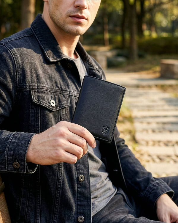 Vyriška piniginė STEVENS juodos klasikinės odos S88