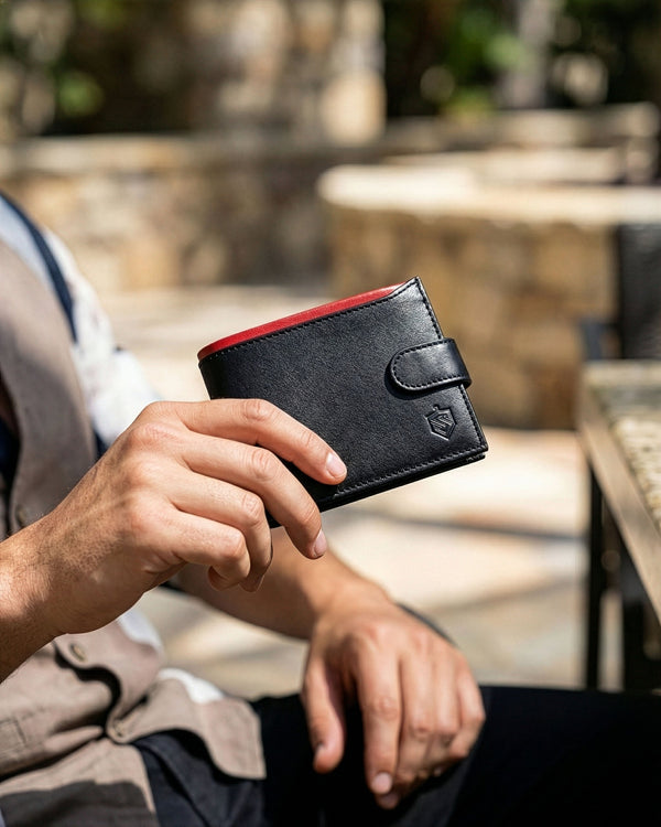 Vyriška natūralios odos piniginė Stevens Z06-325A, juoda