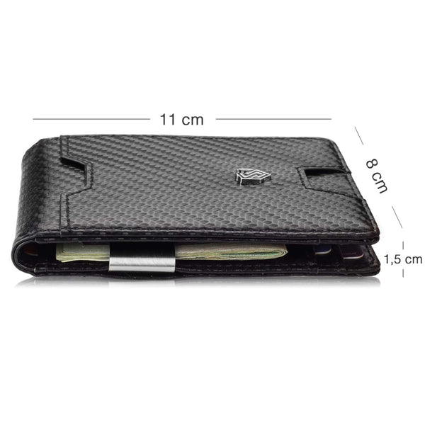 Vyriška plona piniginė, kortelių dėklas su RFID F02 carbon S19