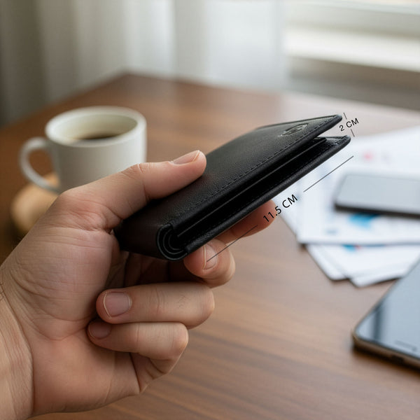 Natūralios odos SLIM piniginė vyrams Stevens 84, juoda S1033