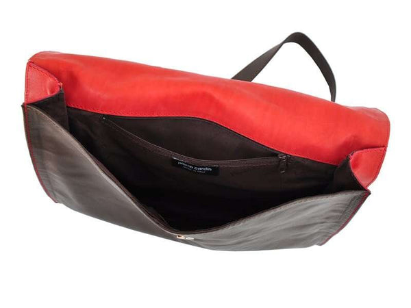 Moteriška odinė rankinė Pierre Cardin 1403, mėlyna/pilka, didelė, telpa A4