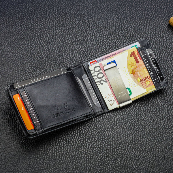 Vyriška plona piniginė, kortelių dėklas su RFID F02 leather S18