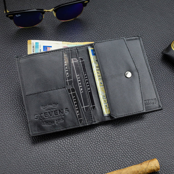 Vyriška piniginė STEVENS juodos klasikinės odos S88