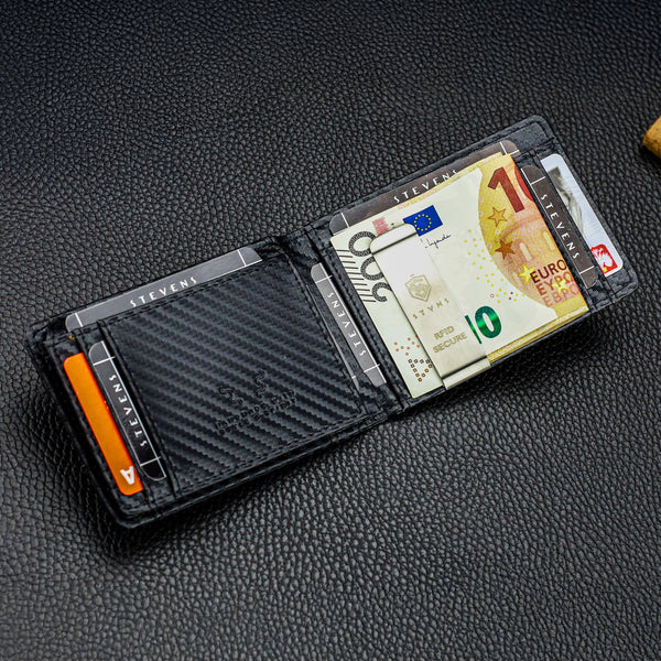 Vyriška plona piniginė, kortelių dėklas su RFID F02 carbon S19