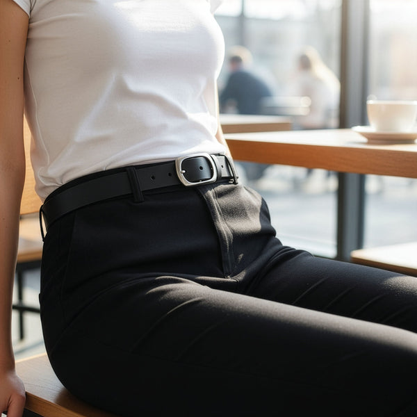 Diržas moterims iš natūralios odos Stevens, juodas