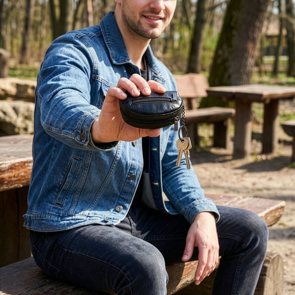 Mažas odinis dėklas raktams, monetoms Stevens P50 S1035