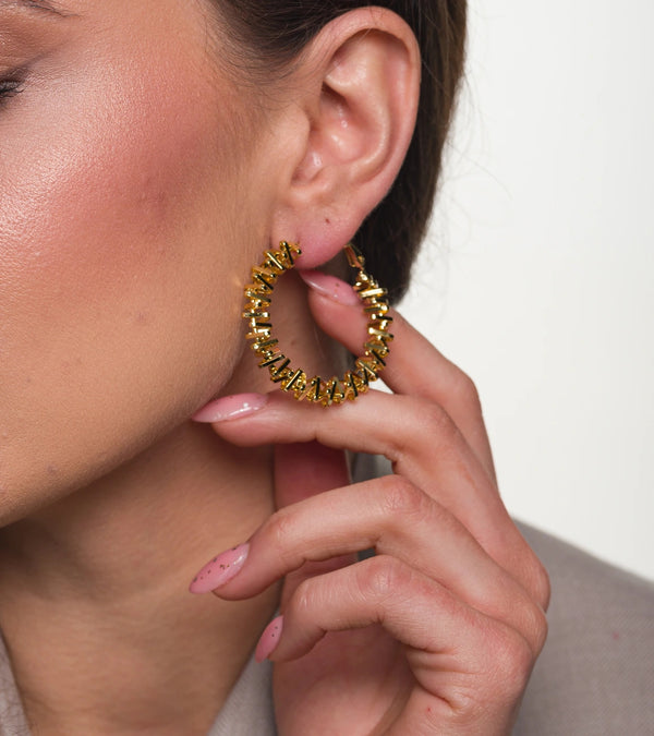 Auksinės spalvos žiediniai auskarai, chirurginis plienas