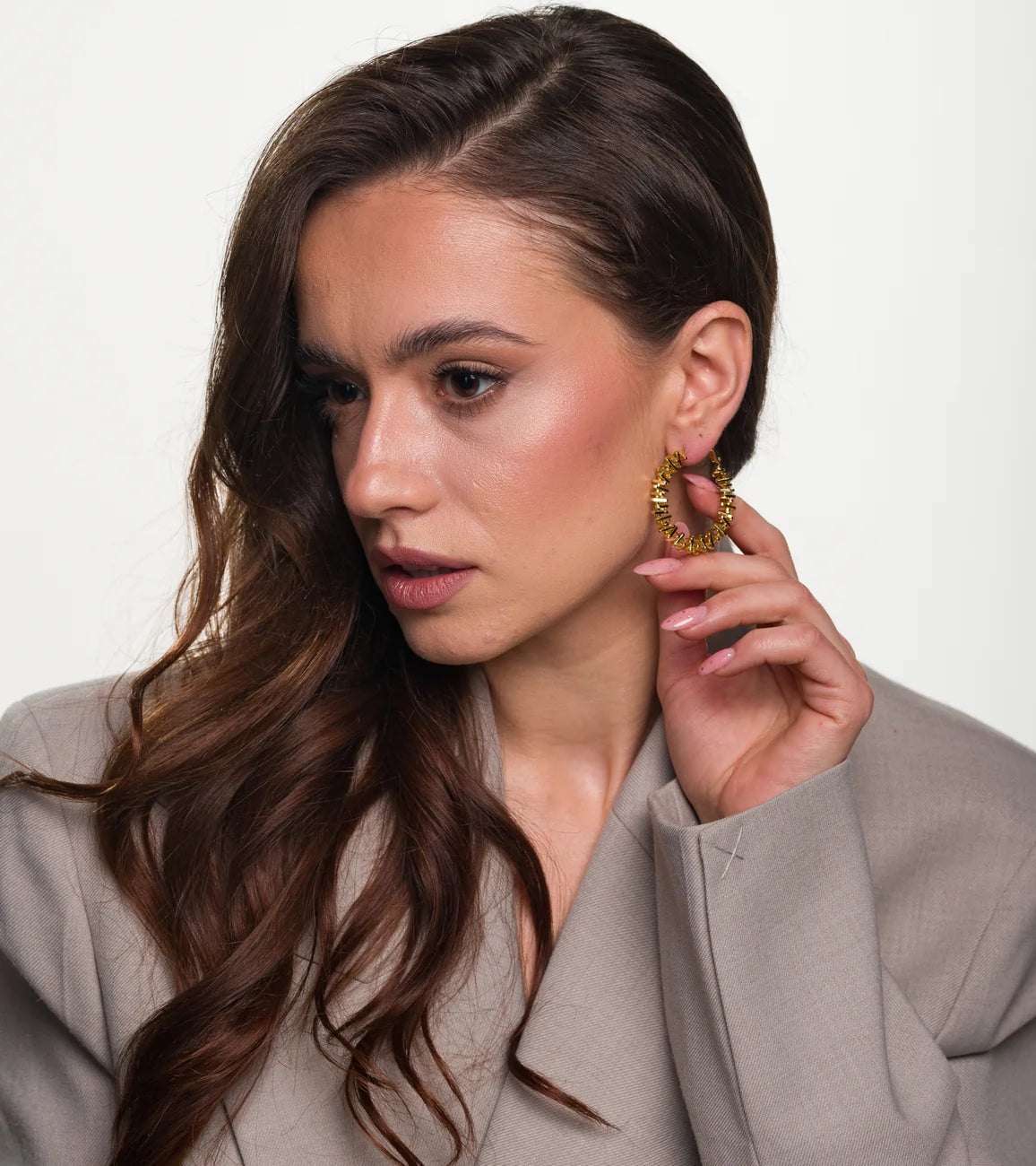 Auksinės spalvos žiediniai auskarai, chirurginis plienas