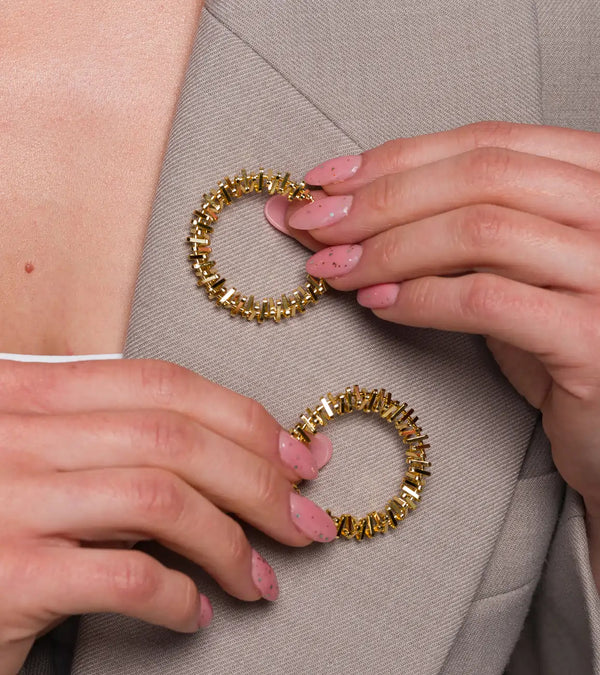 Auksinės spalvos žiediniai auskarai, chirurginis plienas