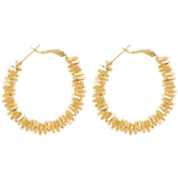 Auksinės spalvos žiediniai auskarai, chirurginis plienas