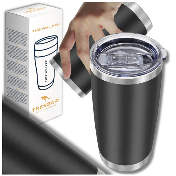 Termo puodelis, juodas, 600 ml, nerūdijantis plienas