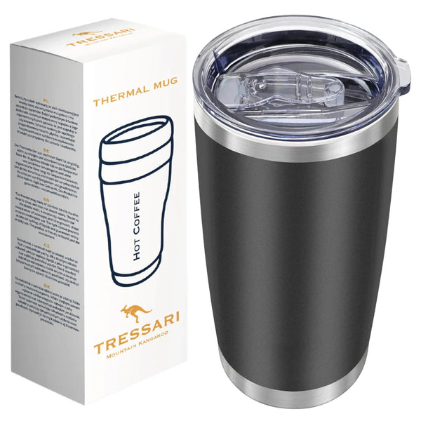 Termo puodelis, juodas, 600 ml, nerūdijantis plienas