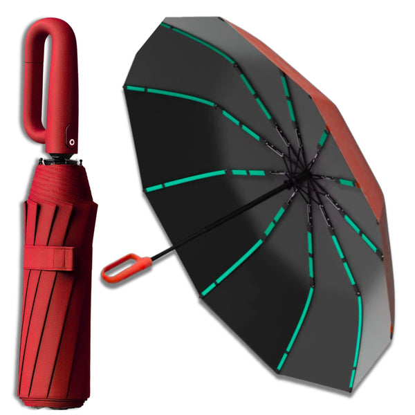Skėtis raudonas automatinis ANTI-UV sulankstomas