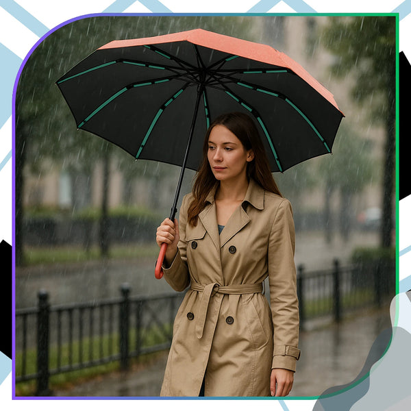 Skėtis raudonas automatinis ANTI-UV sulankstomas