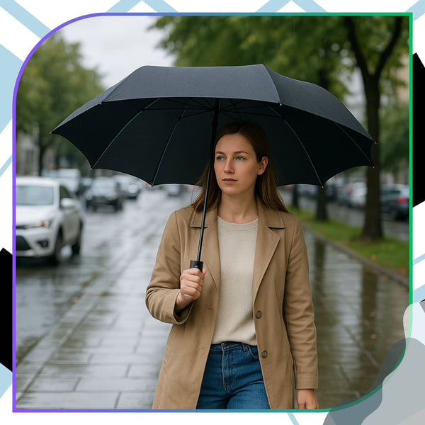 Sulankstomas juodas automatinis skėtis ANTI-UV V1