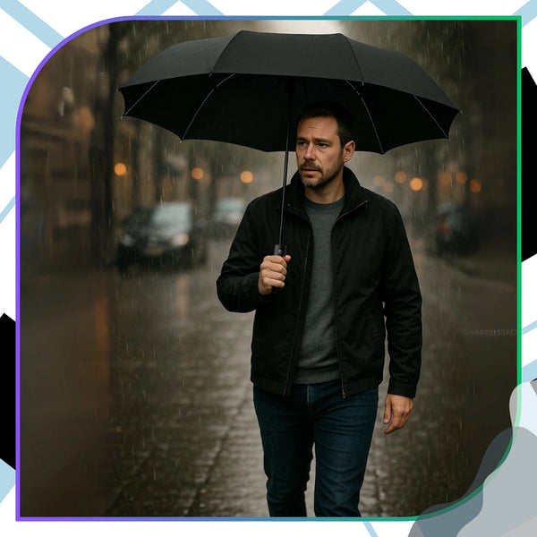 Sulankstomas juodas automatinis skėtis ANTI-UV V1