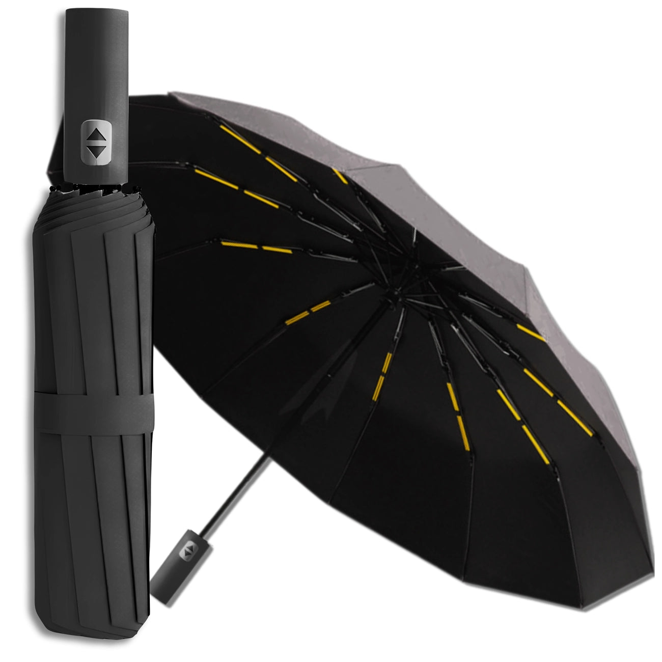 Skėtis juodas automatinis ANTI-UV sulankstomas