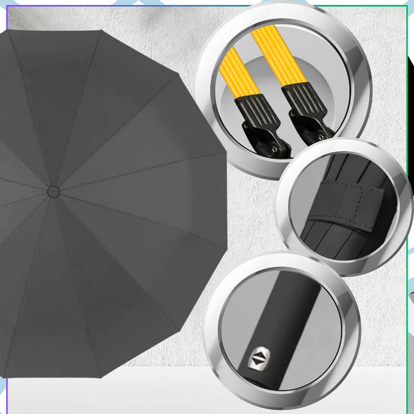 Skėtis juodas automatinis ANTI-UV sulankstomas