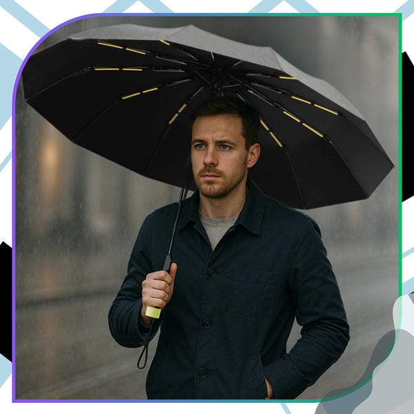 Skėtis juodas automatinis ANTI-UV sulankstomas