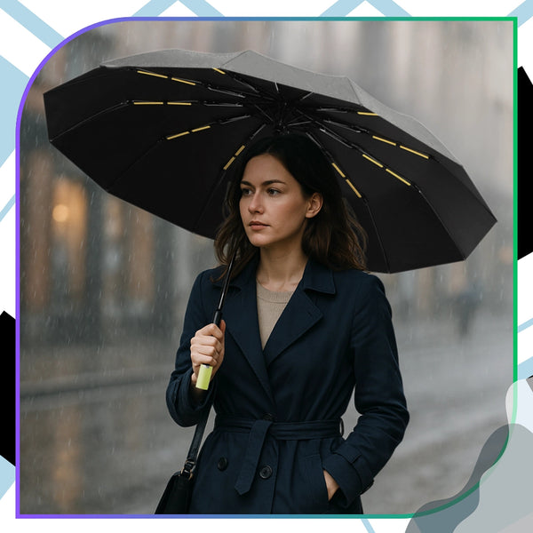 Skėtis juodas automatinis ANTI-UV sulankstomas