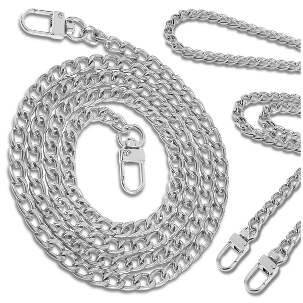 Sidabrinė metalinė rankinės grandinėlė 120 cm D15
