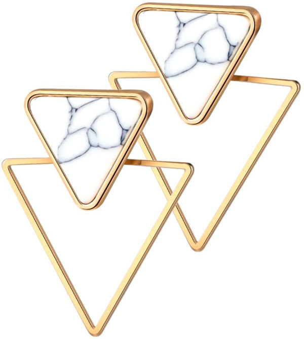 Moteriški auksinės spalvos auskarai – geometriniai trikampiai, boho