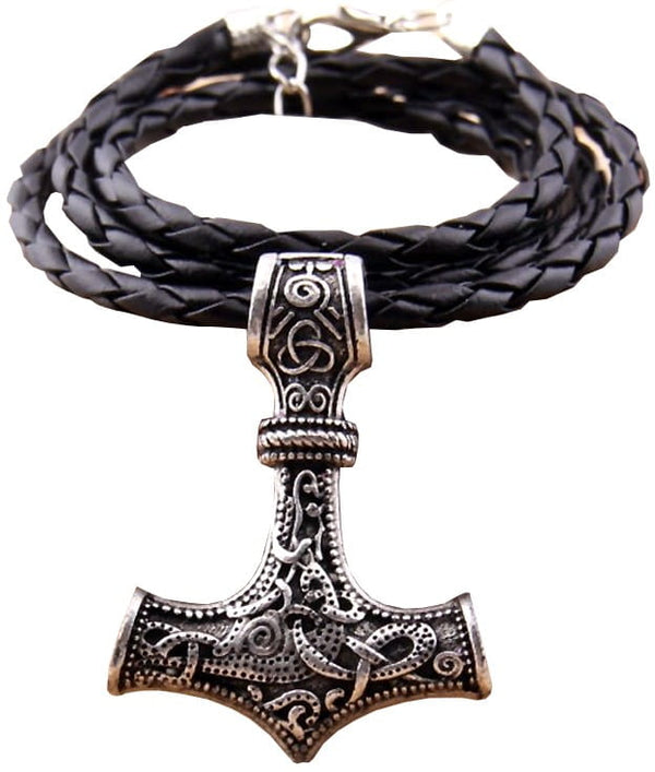 Vyriškas sidabrinės spalvos vėrinys „Thor Mjolnir“, keltų motyvai