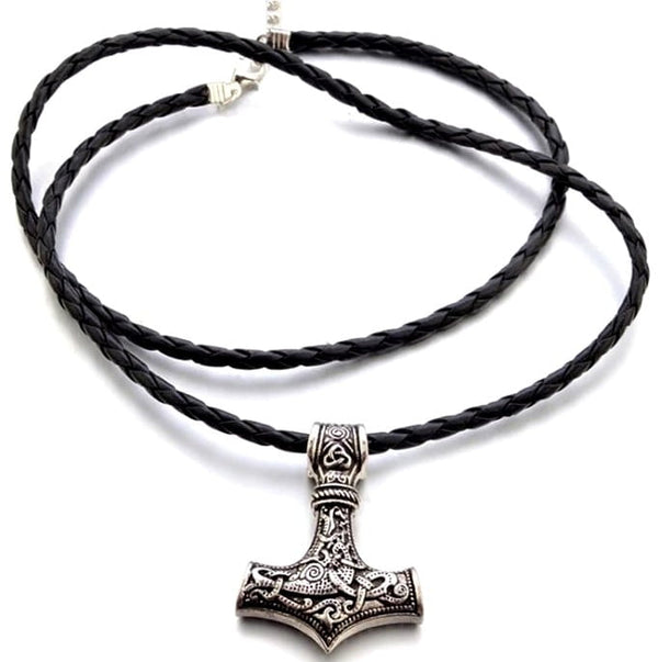 Vyriškas sidabrinės spalvos vėrinys „Thor Mjolnir“, keltų motyvai