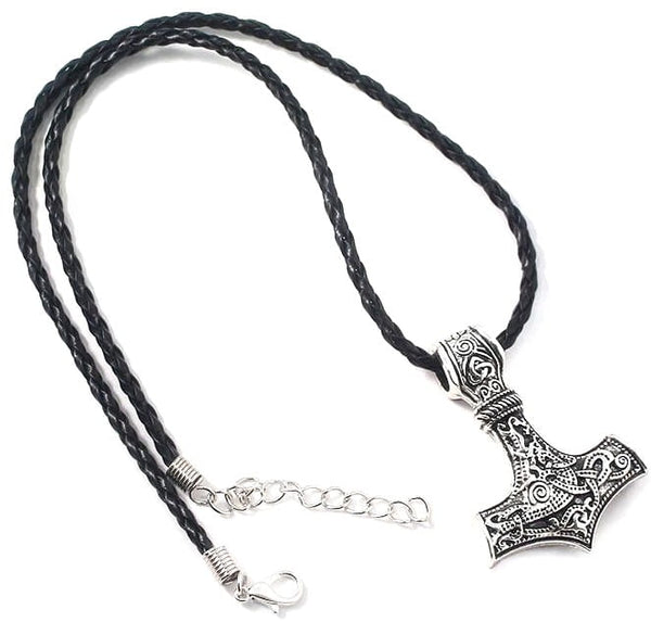 Vyriškas sidabrinės spalvos vėrinys „Thor Mjolnir“, keltų motyvai