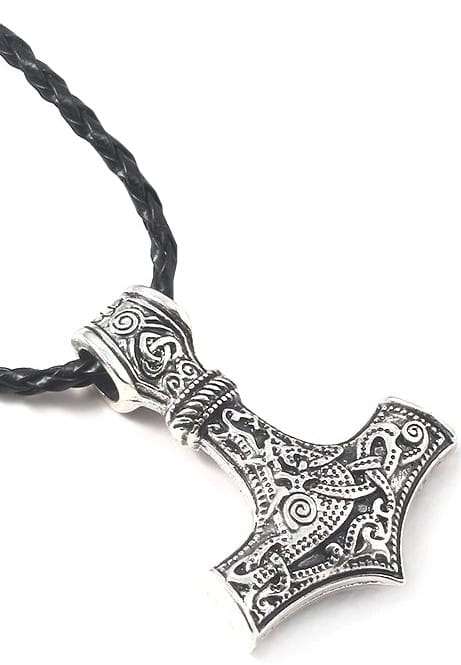 Vyriškas sidabrinės spalvos vėrinys „Thor Mjolnir“, keltų motyvai