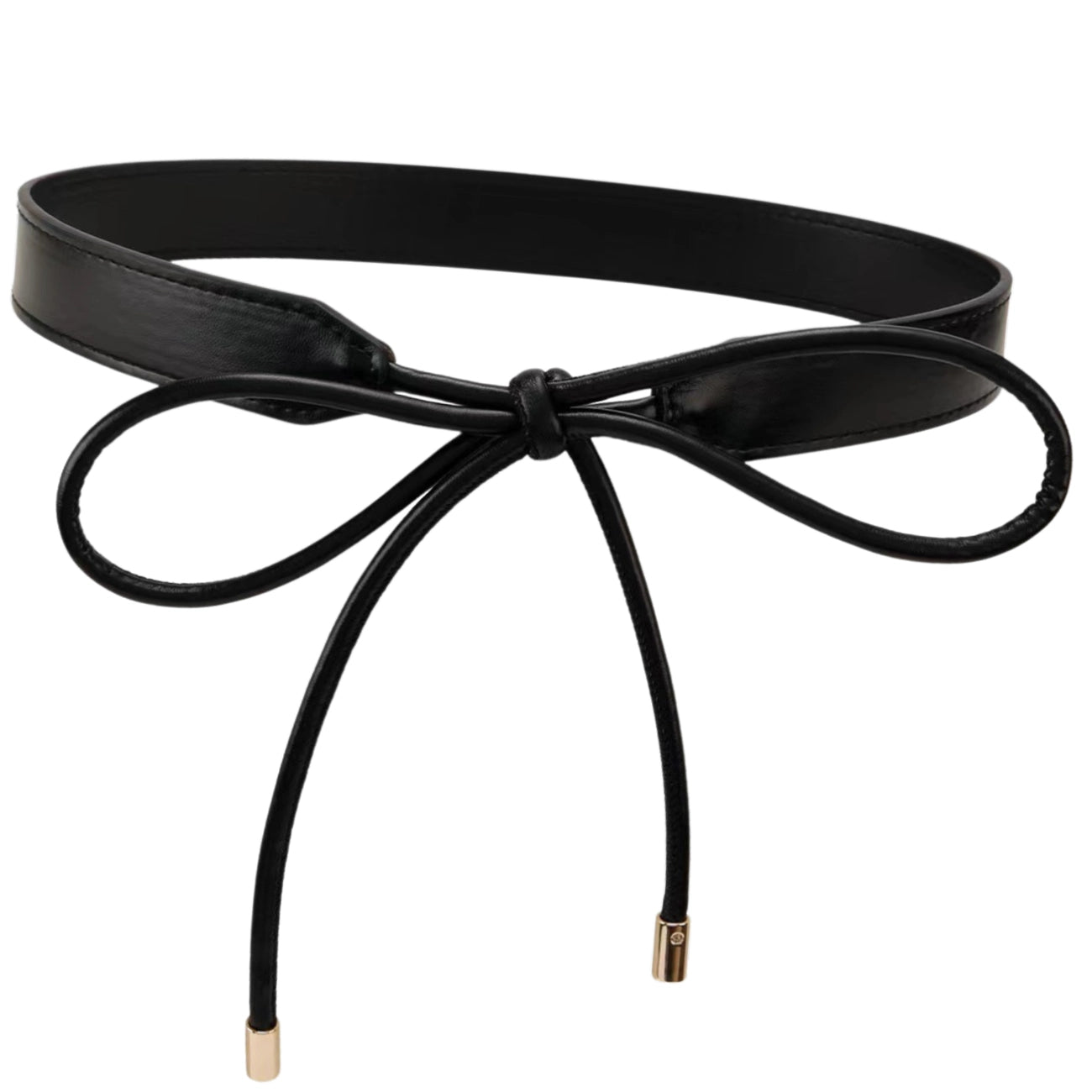 Moteriškas juodas odinis siauras diržas