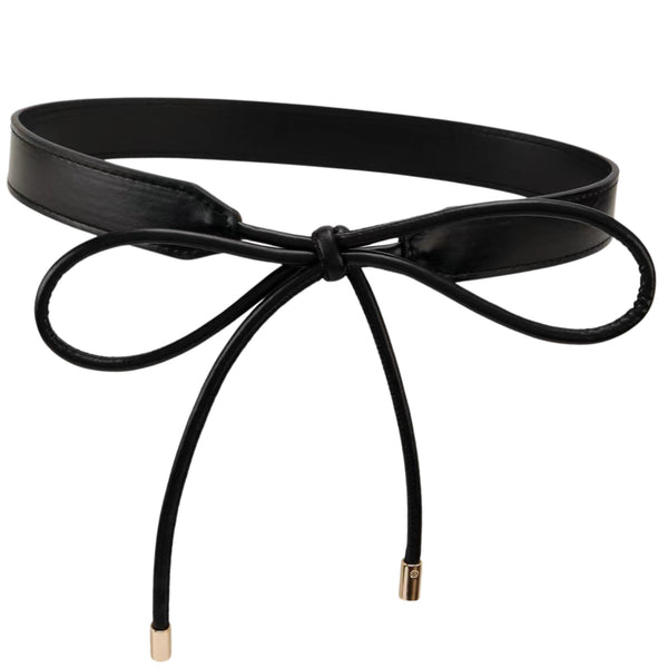 Moteriškas juodas odinis siauras diržas