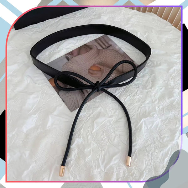 Moteriškas juodas odinis siauras diržas