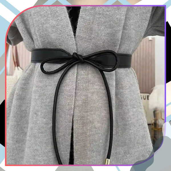 Moteriškas juodas odinis siauras diržas