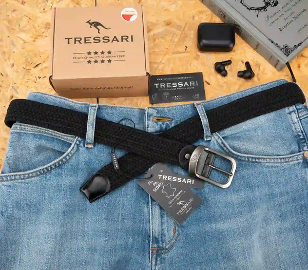 Pintas diržas Tressari, juodas, sidabrinė sagtis