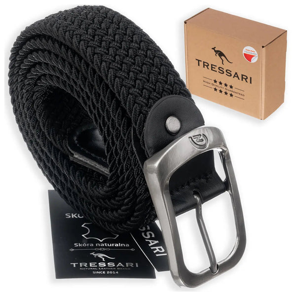 Pintas diržas Tressari, juodas, sidabrinė sagtis